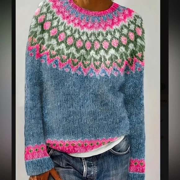 Retro Pink Fair Isle Sweater
English Countryside Sweater
Cottagecore Sweater - Picture 1 of 9